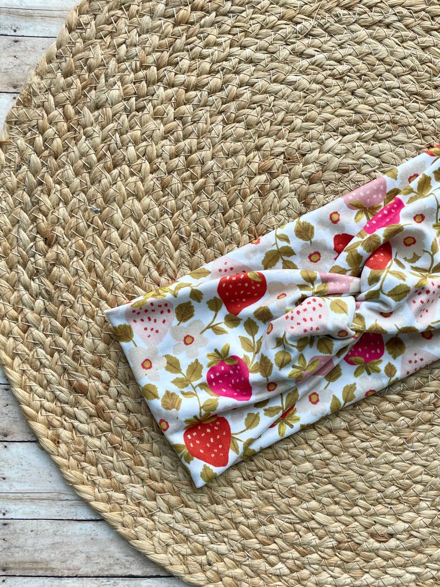 Strawberry Vines Knit Twist Headband