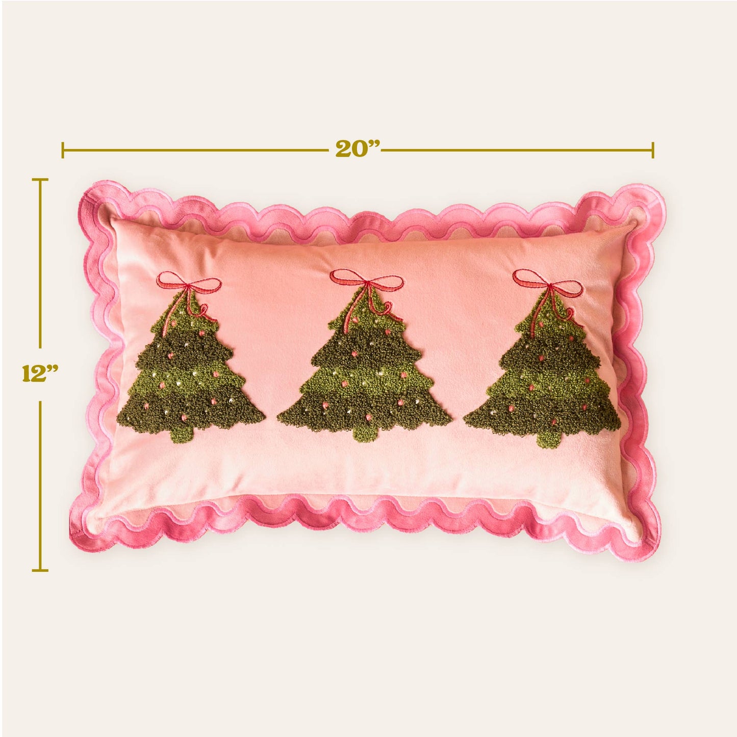 Scalloped Rectangle Throw Pillow-Twinkling Trees