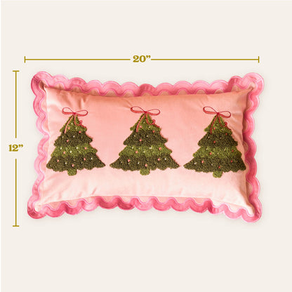 Scalloped Rectangle Throw Pillow-Twinkling Trees