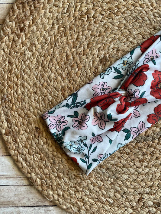 Sweet Pea Floral Knit Twist Headband