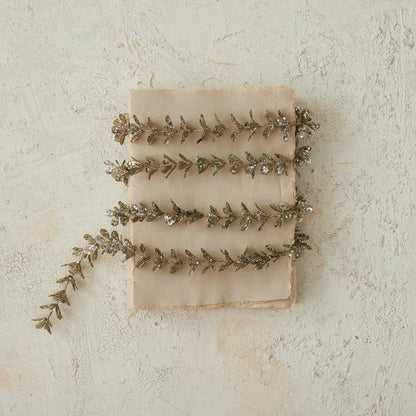 72"L x 1"H Faux Boxwood Garland with Glitter, Champagne Finish - La Vie Est Belle
