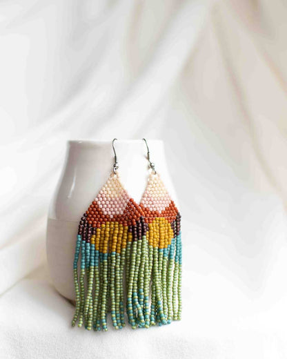 Beaded Fringe Earrings in Madrugada