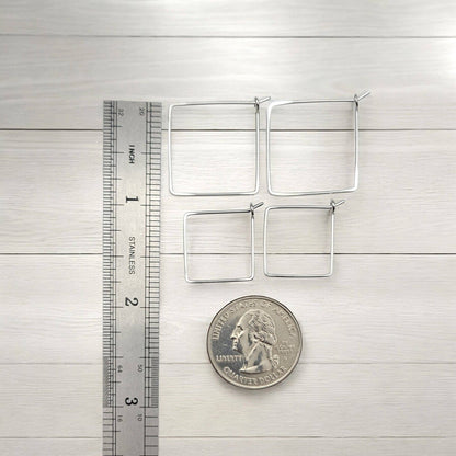 Handmade Sterling Silver Square Hoop Earrings