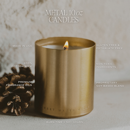 Warm and Cozy 10 oz Soy Candle, Metallic Jar