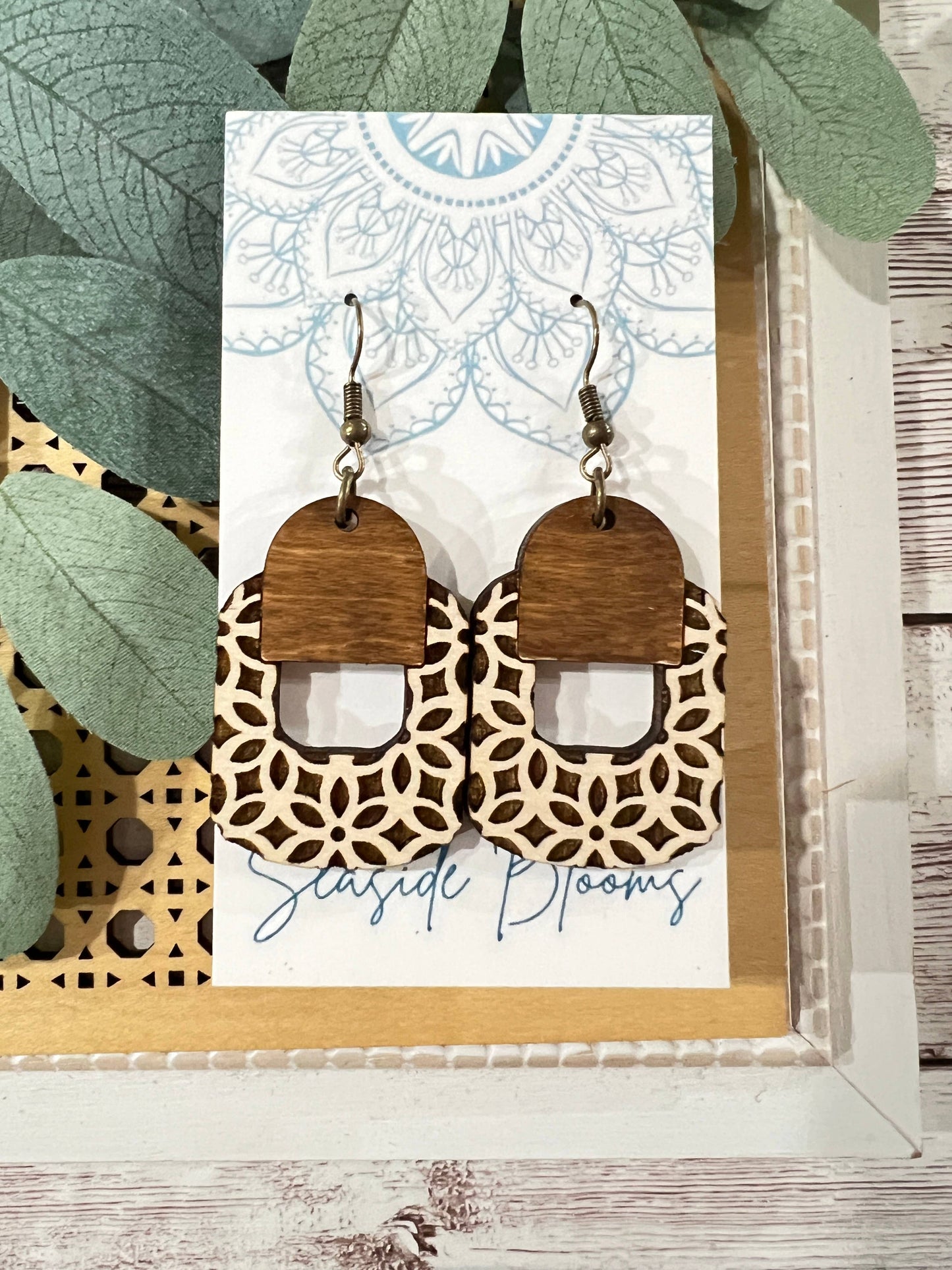 Boho Maple Wood Hand Painted Lightweight Maple Wood Earrings