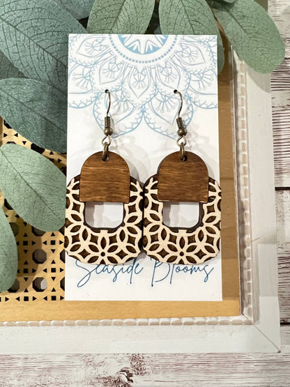 Boho Maple Wood Hand Painted Lightweight Maple Wood Earrings