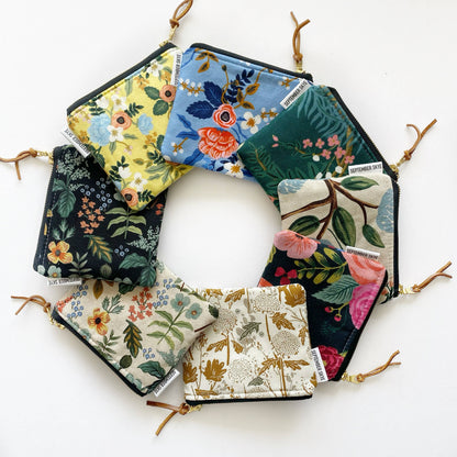 Small Square Pouch in Rifle Paper Linen Hydrangea