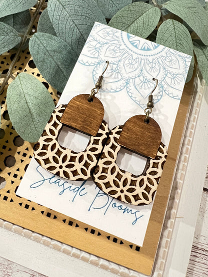 Boho Maple Wood Hand Painted Lightweight Maple Wood Earrings