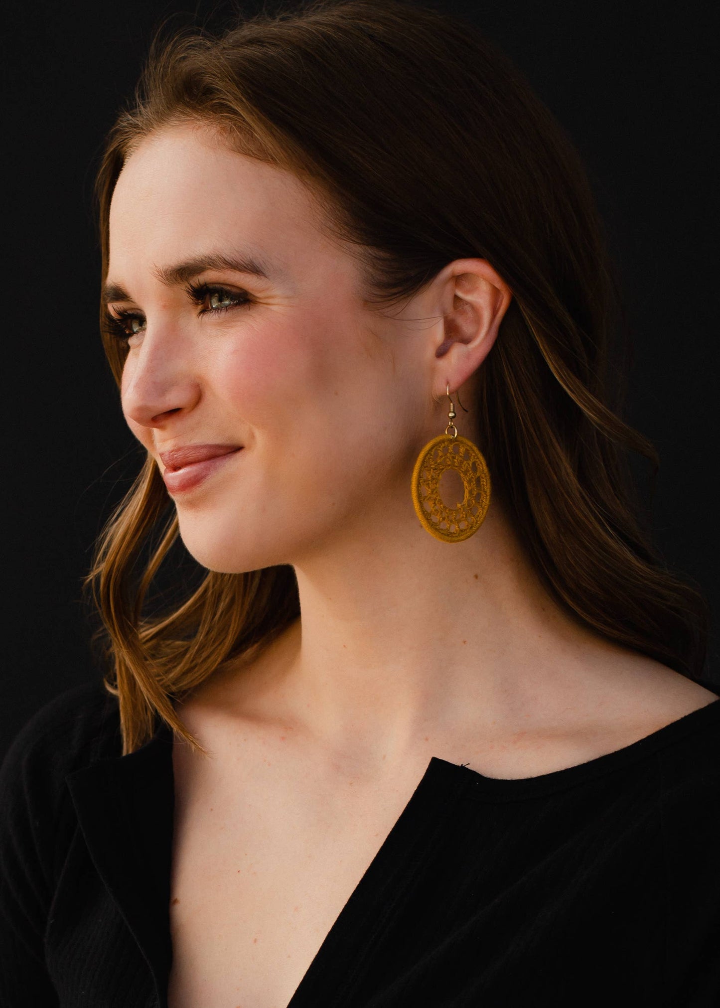 Mustard Crochet Earrings