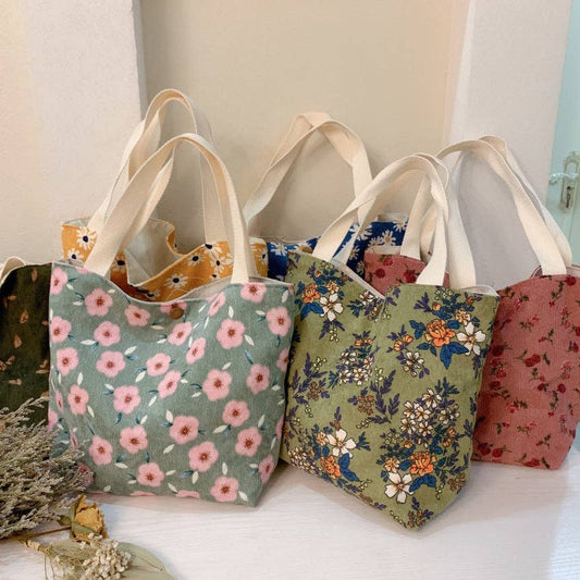 Vintage Floral Corduroy Small Totes