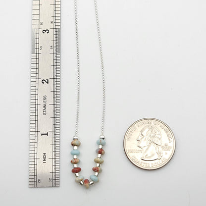 Silver Chain and Jasper Gemstone Beaded Necklace