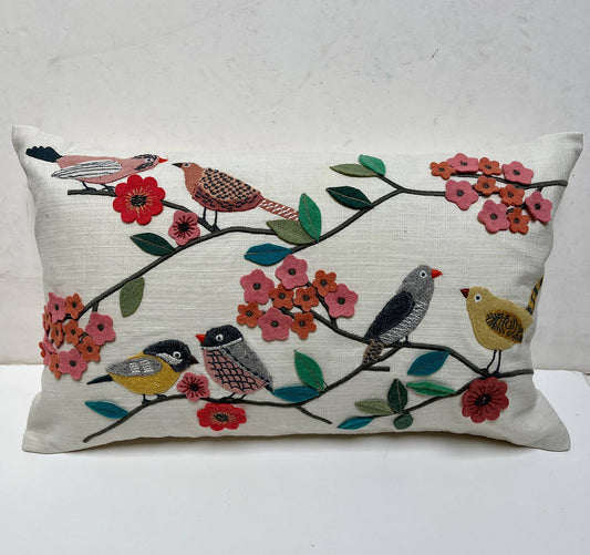 12x20" Bird Flock Applique Pillow