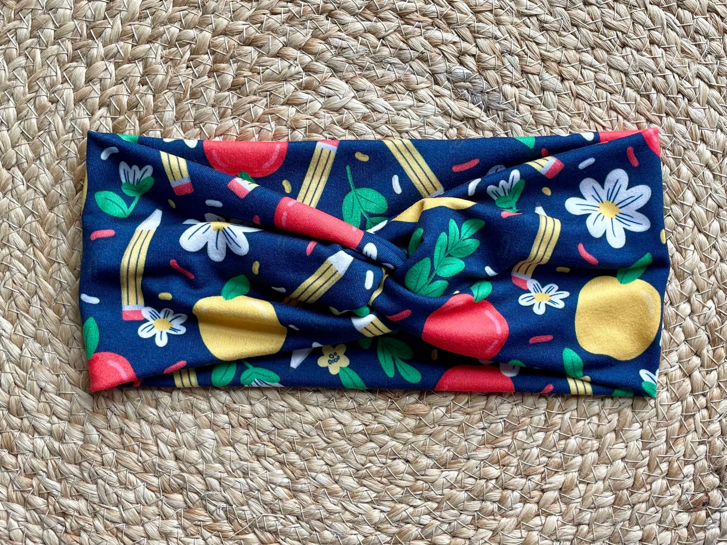 School Supplies Knit Twist Headband