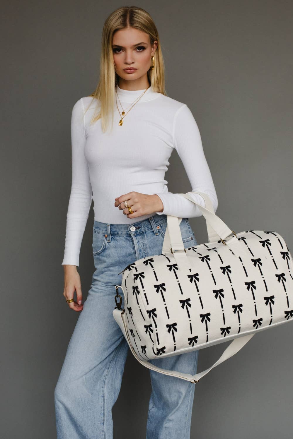 White & Black Bows Duffel