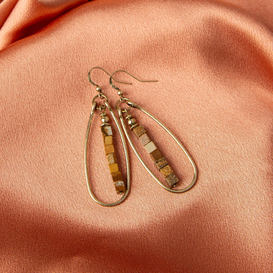 Wild Spirit Picture Jasper Frame Teardrop Earrings