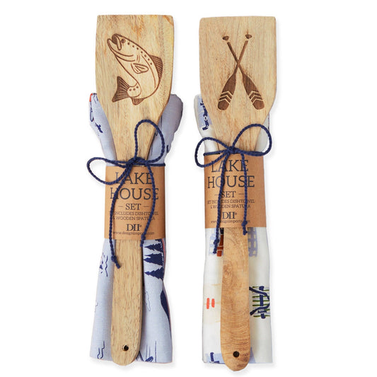 Lake House Dishtowel + Spatula Gift Set - Two Options
