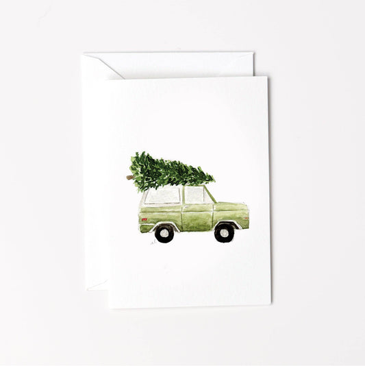 Christmas tree truck mini notecard