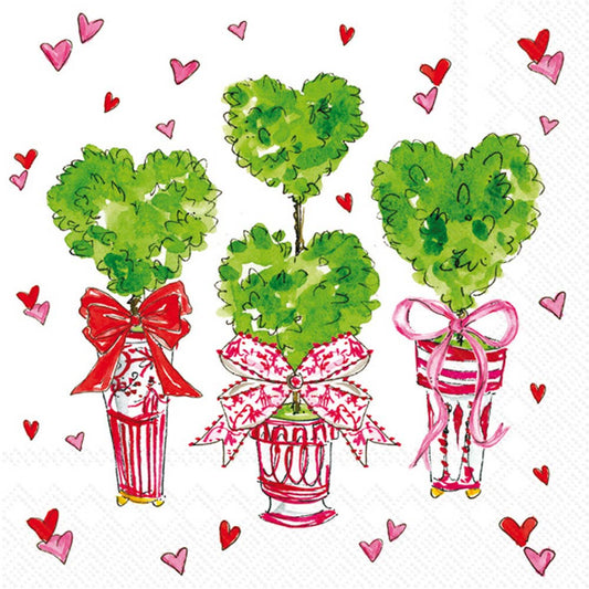 Paper Cocktail Napkins 20ct Heart Topiary
