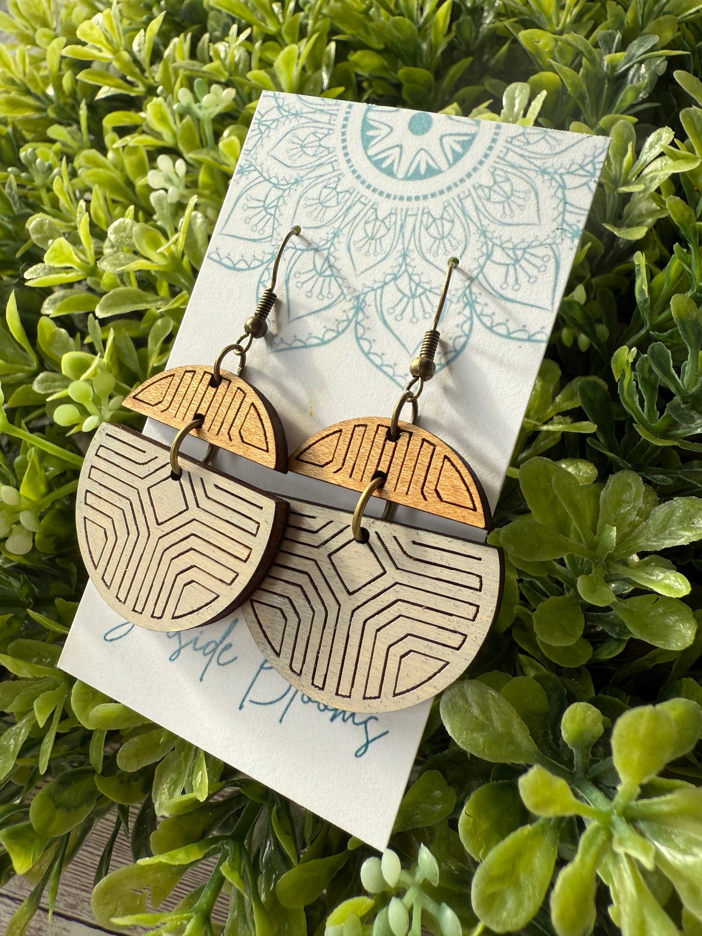 2 Piece Boho Hand Painted Lightweight Maple Wood Earrings  