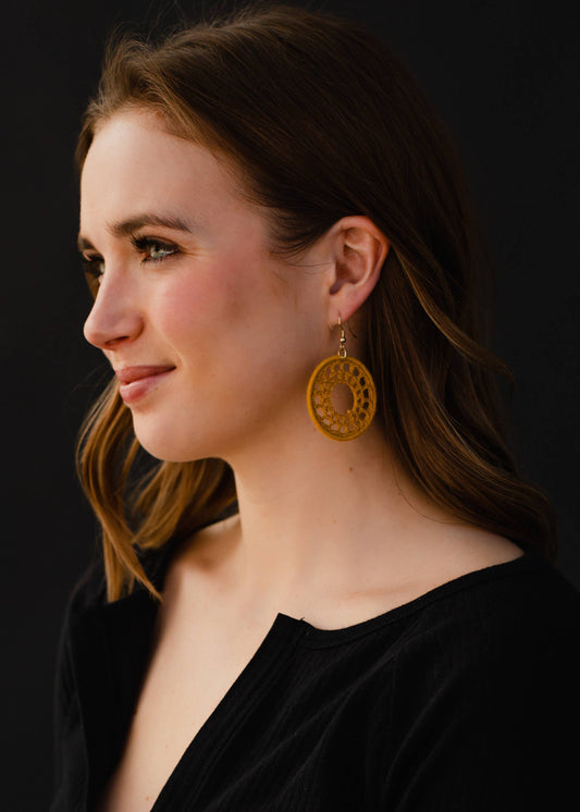 Mustard Crochet Earrings