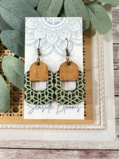 Boho Maple Wood Hand Painted Lightweight Maple Wood Earrings