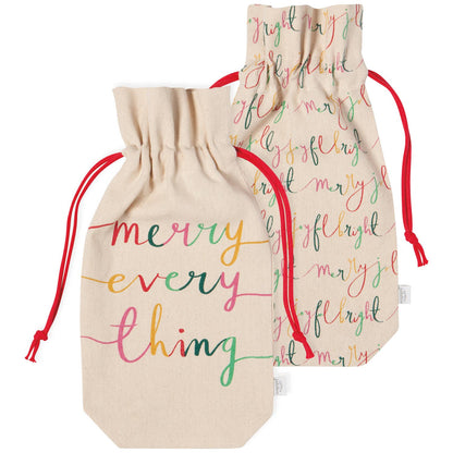 Merry Everything Christmas Wine Bags, Set of 2