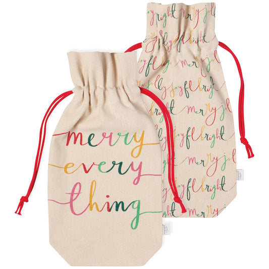 Merry Everything Christmas Wine Bags, Set of 2
