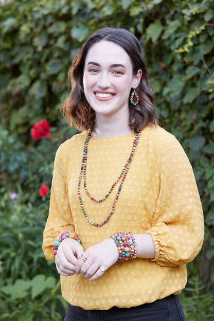 Kantha Beaded Teardrop Earrings