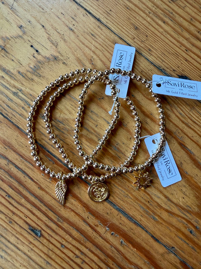 11/13/25 14K Gold Filled Beaded Charm Bracelets with Savi Rose Co.