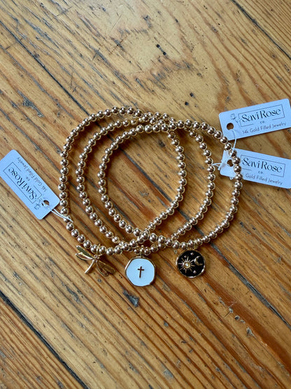 11/13/25 14K Gold Filled Beaded Charm Bracelets with Savi Rose Co.