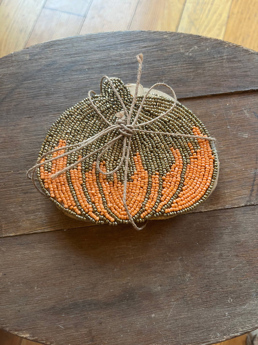Pumpkin Beaded Coaster Set of 4