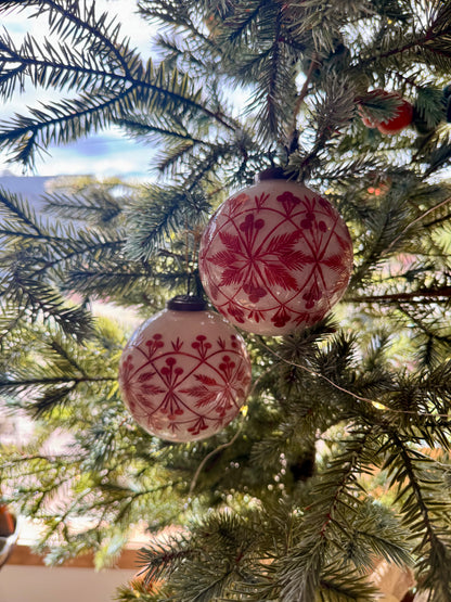 Etched Glass Ball Ornament w/ Design