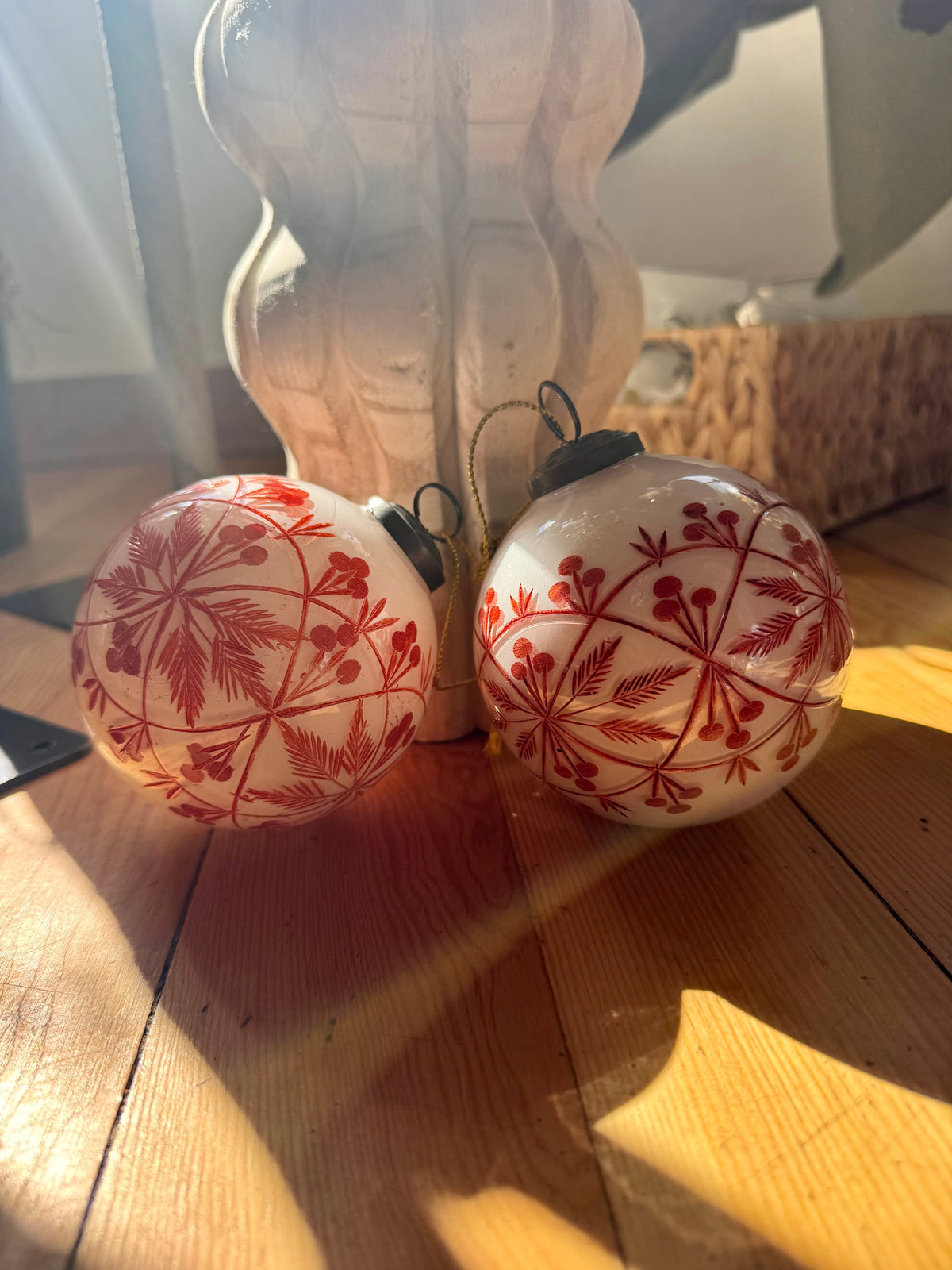 Etched Glass Ball Ornament w/ Design