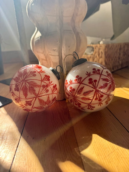 Etched Glass Ball Ornament w/ Design