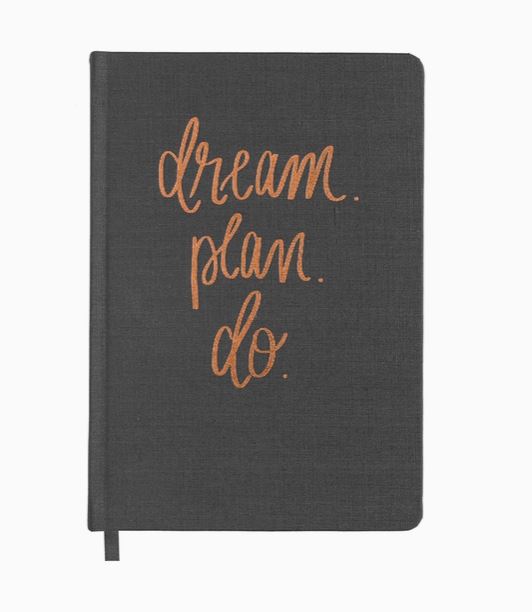 Dream Plan Do Grey and Rose Gold Fabric Journal