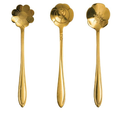 Stainless Steel Flower Shaped Spoons, Set of 3