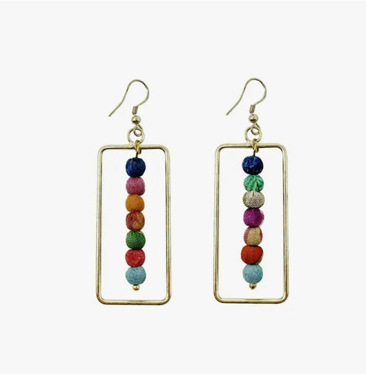 Kantha Framed Earrings