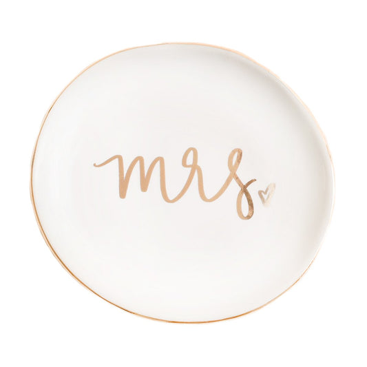 Mrs. Jewelry Dish - White and Gold Foil