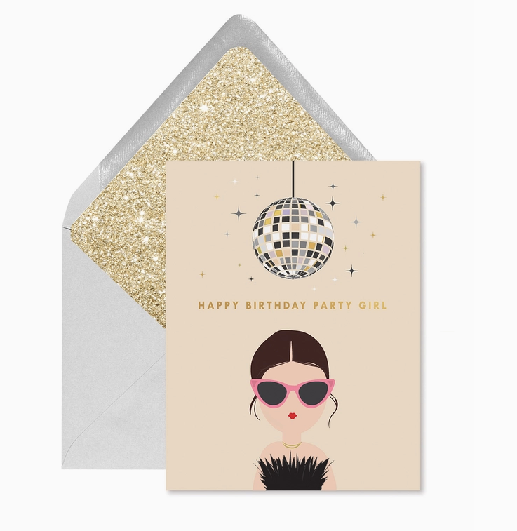 Disco Party Girl Birthday Greeting Card