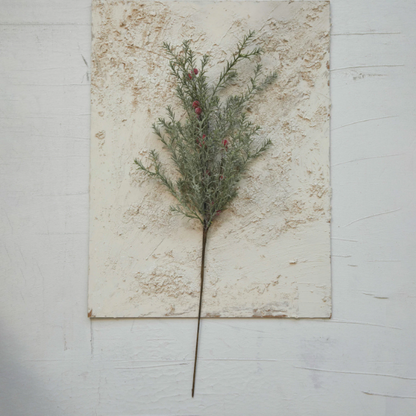 Faux Evergreen Pick with Red Berries