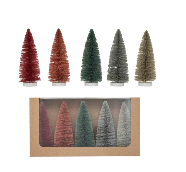 Sisal Bottle Brush Trees w/ Wood Bases