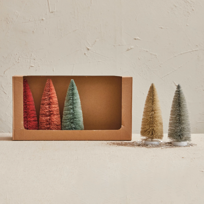 Sisal Bottle Brush Trees w/ Wood Bases