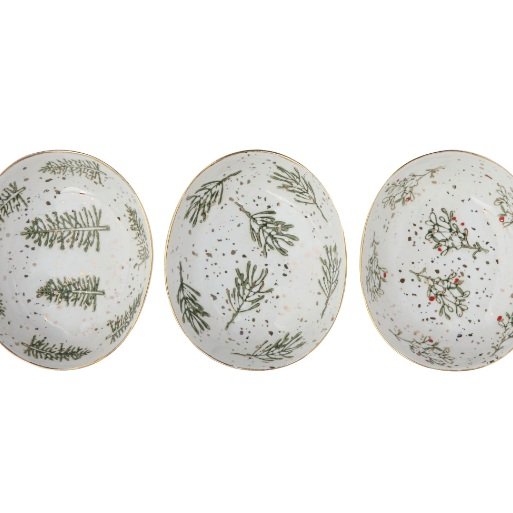 Hand-Painted Stoneware Dish, 3 Styles