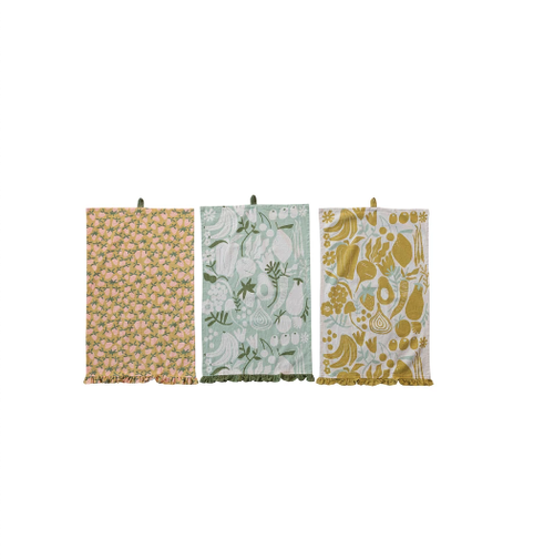 Printed Tea Towel w/ Fruit & Vegetables, 3 Styles