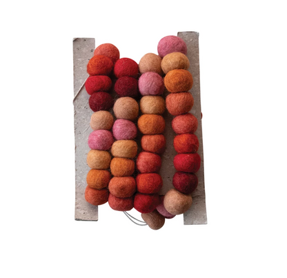 Handmade Wool Felt Ball Garland, Multi Color