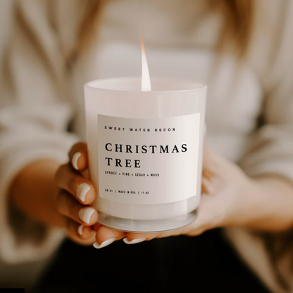 Christmas Tree Soy Candle - White Jar