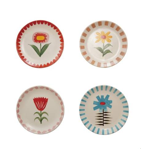 Stoneware Plate w Flower