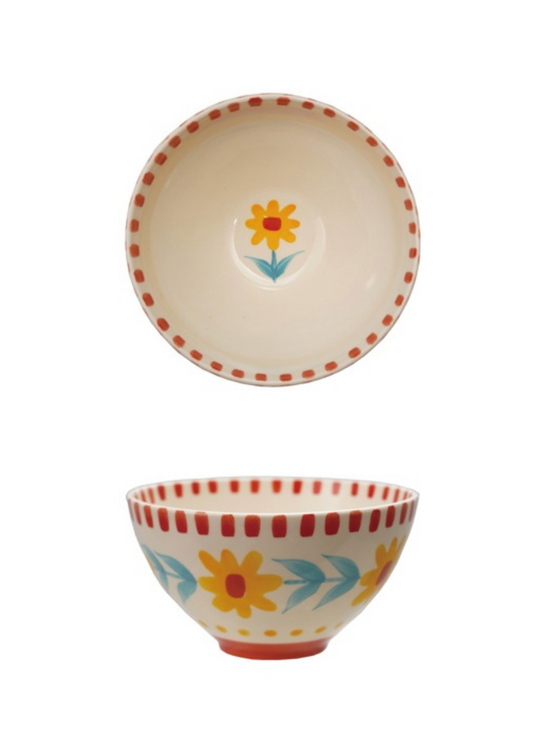 Yellow Flower Stoneware Bowl