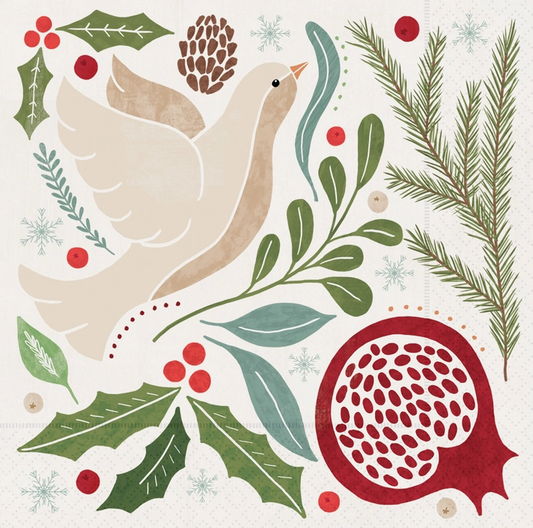 Paper Lunch Napkins 20ct Winter Berry Dove Christmas