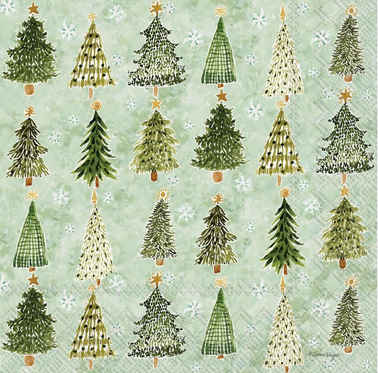 Paper Cocktail Napkins 20 ct Christmas Tree Pattern